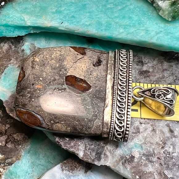 Genuine Coffee bean jasper slab pendant (A-1) - Picture 6 of 8